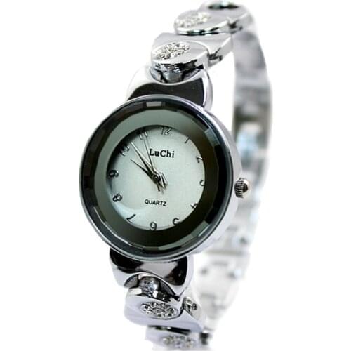 Women Elegant Stylish Bracelet Watch Shiny Silver Band White Dial Ladies
