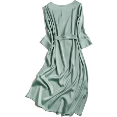 2021 New Summer dress Women Knitted Dress Sillk Dresses Lady Slim Bodycon Sleeve Shirt Dress Bottoming Dress Vestidos vintage