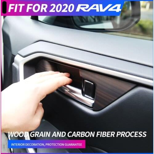 Foal Burning Accessories Car Styling Black Interior Door Handle Frame Cover Trim For Toyota RAV4 RAV 4 2019 2020