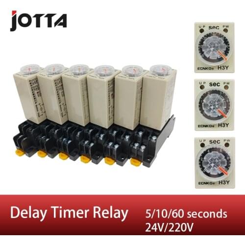 1 PC H3Y-2 DC24V Delay Timer Time Relay 5/10/60 Seconds with Base 5A 250VAC
