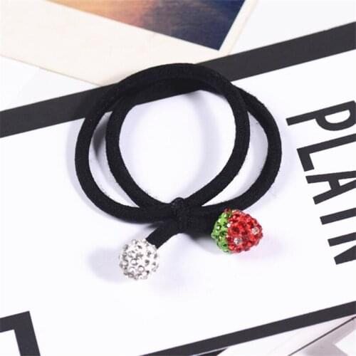 1PCS Strawberry Knot Elastic Hair Bands Toys For Girls Handmade Hair With diamond Two Rope Headband Hair Accessories For Women