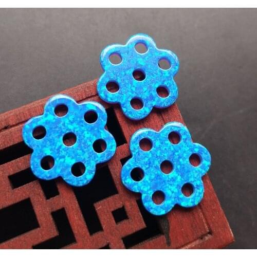 10pcs/lot 20mm Synthetic Hollow cut Lotus Flower Opal Stone 7 holes Opal Beads for DIY Jewelry