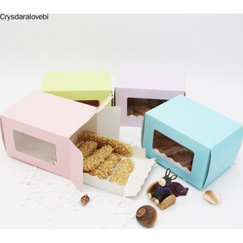 10pcs Diamond Pattern With Window Paper Gift Box And Tray Cake Decorating Supplies Pink/Blue/White Event & Party Wedding