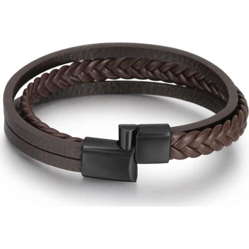 2021 New Vintage Leather Rope Braided Bracelet Ethnic Wind Magnetic Buckle Men Bracelets & Bangles Male Jewelry Drop Shipping