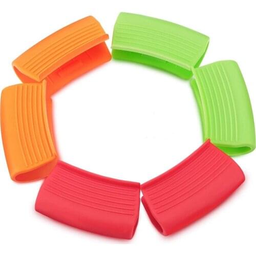 3 Pairs Silicone Assist Handle Holder Sleeves Heat Insulated Pot Grip Scald-Proof Pan Grip Cover for Cast Iron Woks