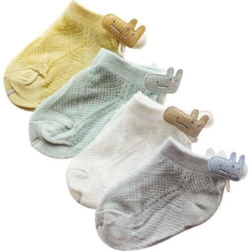 4 Pairs / lot Baby Socks Thin Ice Socks Baby Mesh Socks Boys Girls Cartoon Socks Newborn Boat Socks