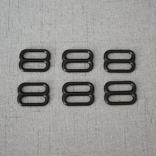 50 Pcs/Pack 20mm Black Metal Heavy Duty Rectangle Adjust Tri-glide Pin Buckle Slider Loop Thickness Shoulder Leather Bag Strap