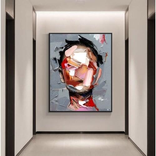 Abstract Girl Face Paintings Handmade Oil Painting On Canvas Hand Painted Figure Wall Art Unframed Painting For Bedroom Decor