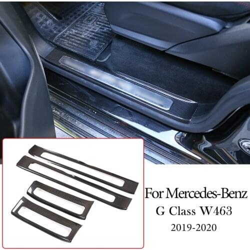 Real Carbon Fiber Car Inner Door Plate Threshold Strip Protect Sticker For Mercedes-Benz G Class W463 2019-2020 Auto Accessories
