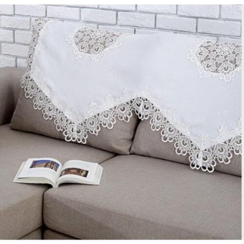 White Embroidery lace sofa backrest towel European sofa towel slip seat cover elegant brief sectional sofa armrest covers decor