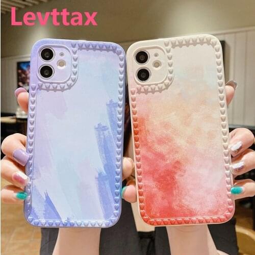 10pcs/lot Rainbox Phone Cover with Camera Protection Soft watercolor Case For iPhone 11 12 Pro max Se 20 X XS Max XR 6 7 8 plus