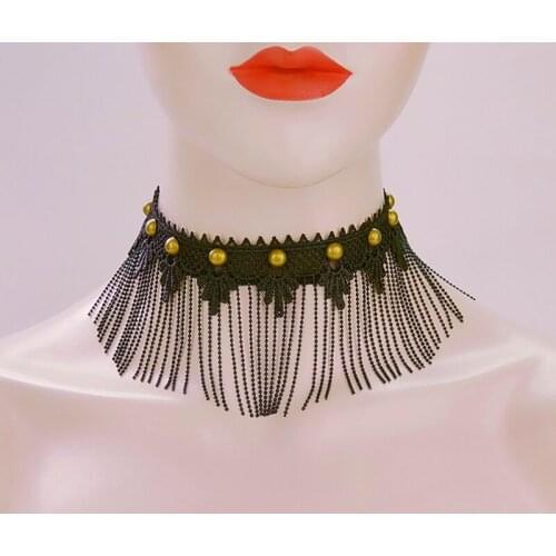 Black Choker Necklace Gothic Tassel Fashion Clavicle Necklace Lace Choker Clavicle Choker Chain Necklace Jewelry Accessories