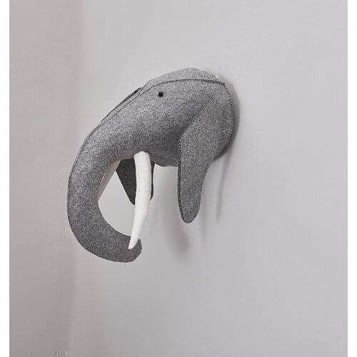 Childrens Baby Room Wool Felt Elephant Head Newborn Bedroom Decor Living Room Wall Hanging Infant Gifts Presents for Boys Girls