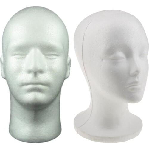 Female Male Mannequin Head White Polystyrene Styrofoam Foam Head Model Stand Wig Hair Hat Headset Display Stand Rack
