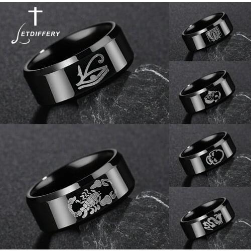 Letdiffery 10 Styles Punk Men Jewelry Smooth Stainless Steel Eye of Horus Skeleton Drogon Cool Ring for Party Dropping