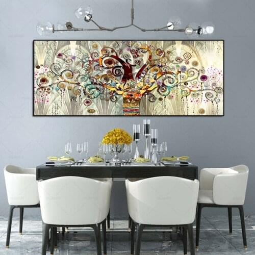 Gustav Klimts colorful tree of life abstract art picture on canvas wall poster print decoration Scandinavian home decoration