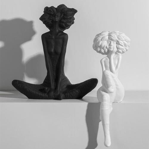 Creative Curly Hair Girl Resin Decorations Exhibition Hall Hotel Home Modern Minimalist Ornament