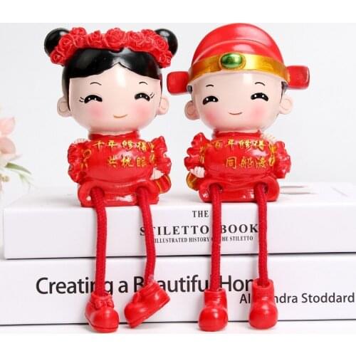 Wedding Creative Home Decorations Chinese Bridegroom and Bride A Hundred Years Good Fit Hanging Foot Doll Entrance Bedroom