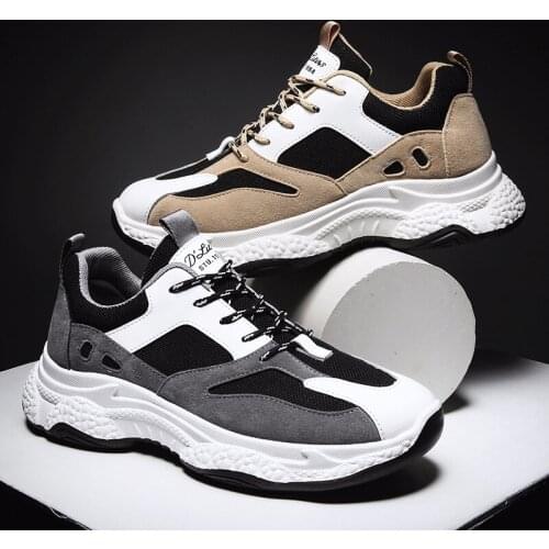 Men Vulcanized Shoes Chunky Sneakers Lace-up Men Casual Shoes Platform Shoes Men Sneakers Breathable Male Shoes Adult O6-93