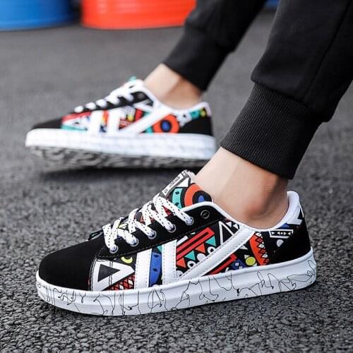 LQEASTANN Fashion Unisex Mens Shoes Graffiti Printing Vulcanized Shoes Student White Shoes Casual Masculino Running Shoes
