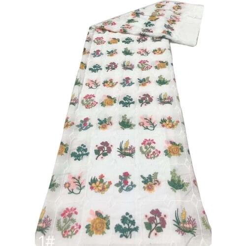 Multicolor New Arrival Flower Embroidery Craft Cotton Material Sewing Evening Party Dress Fashion Skirt Fabric 5 Yards Wholesale