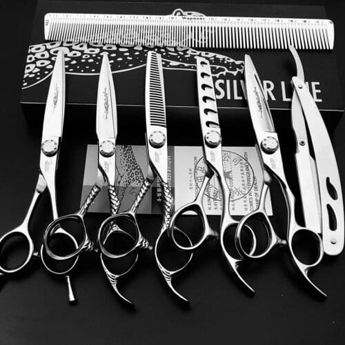 6 Professional Hair Salon Structure Scissors Set Cutting Barber Haircut Thinning Shear Scissors Hairdressing Hair Tools Scissors