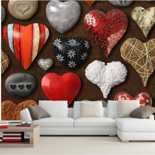 Custom mural wallpaper 3d, Various heart shaped stones wallpapers,living room tv sofa wall bedroom large muralscpapel de parede