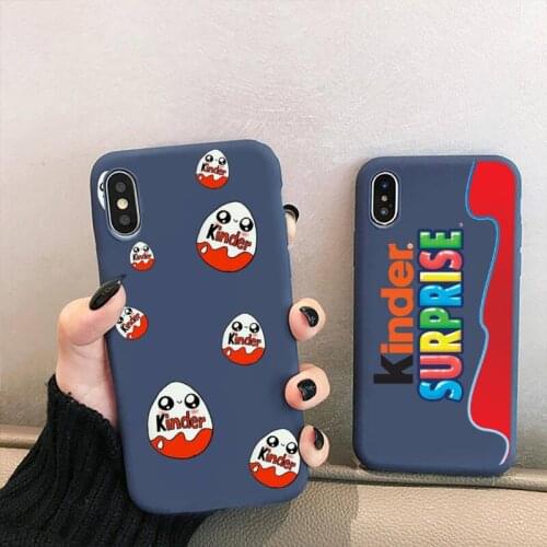 New Trolly egg KINDER JOY Surprise Phone Case for iPhone 12 mini 11 Pro XS MAX X XR 7 8 6 Plus Candy Color blue Silicone Cover