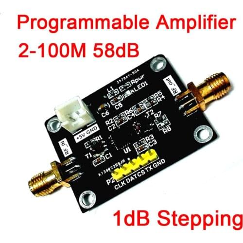 2-100M 58dB Programmable Amplifier 1dB Stepping 0.5W output ham radio AM FM HF power supply: 5v