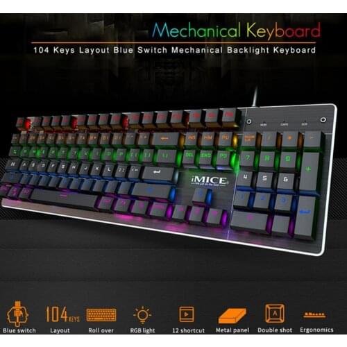 Wired Gaming Keyboard Mechanical Feeling Backlit Keyboards USB 104 Keycaps Keyboard Waterproof Computer Game Keyboards