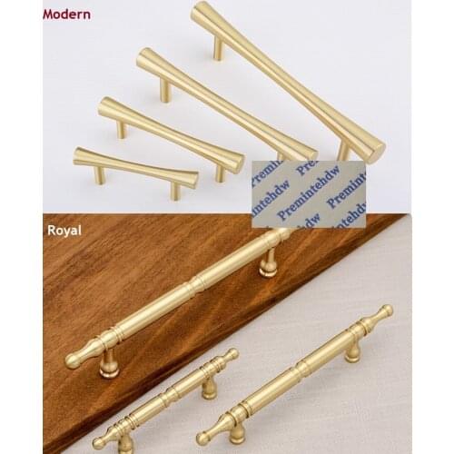 Solid brass furniture cabinet door pull bar Handle classic royal crown finial contemporary modern curve design gold North Europe