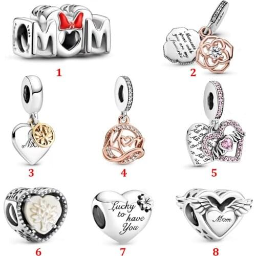 925 Sterling Silver Metal Beads Sister Pendant Family Flower Charm Fit Original Pandora Charms Silver 925 Bracelet Genuine Gifts