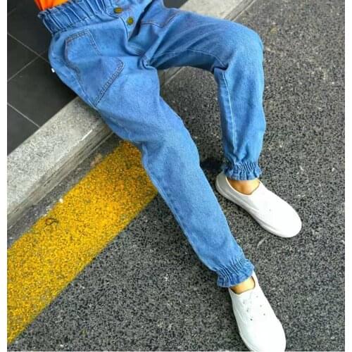 Big Sale Fahsion Blue Color Jeans Pants Baby Kids Girls Trousers Toddler Sweat Children Spring Autumn Denim Pants With Pockets