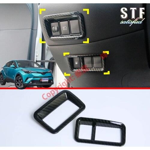 Carbon Fiber Style Interior HeadLight Switch Control Cover Trim For Toyota C-HR CHR 2017 2018 2019
