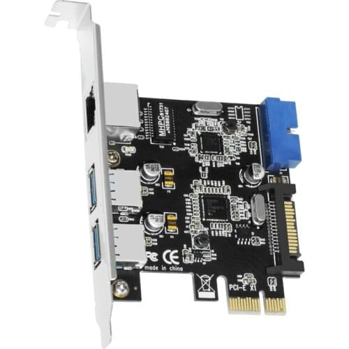 USB 3.0 Ethernet adapter hub port 10 / 100 / 1000 Mbps PCI-E to LAN network RJ45 + 19pin USB 3.0