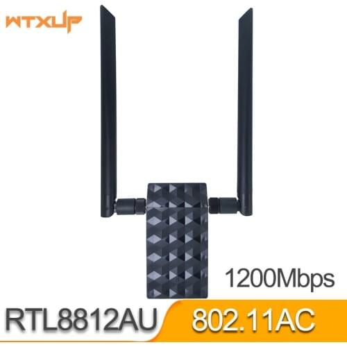 USB RTL8812AU Wireless AC1200 Wlan Wifi Adapter Dongle 802.11ac For Laptop Desktop PC support Windows Linux