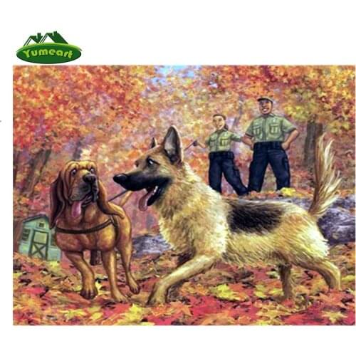 YUMEART Diy Diamond Painting Cross Stitch Police Dog Handwork Diamond Embroidery Full Diamond Mosaic Wall Home Decor
