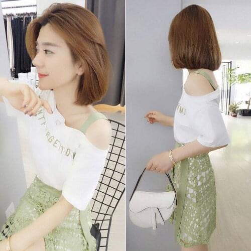 Biscuit Bear 2021 Elegant Pink 2 Piece Set Women Sweet Bowknot Irregular Crop Top T Shirt + Mesh Floral Tulle Long Skirts Suits