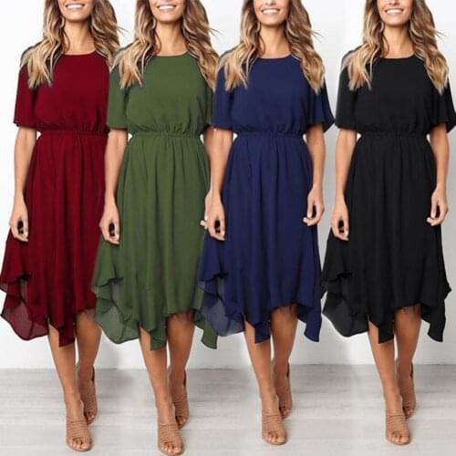 Summer Dress Solid Color Sexy Dress Women Short Sleeve Round Neck Party Dress Bodycon Dresses Women Dress verano
