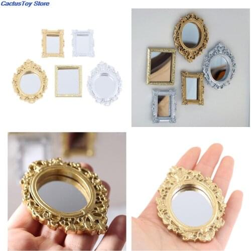 1/12 Dollhouse Miniature Frame Accessories Furniture Miniature Mirror Wall Room Mirror Doll House Mirror