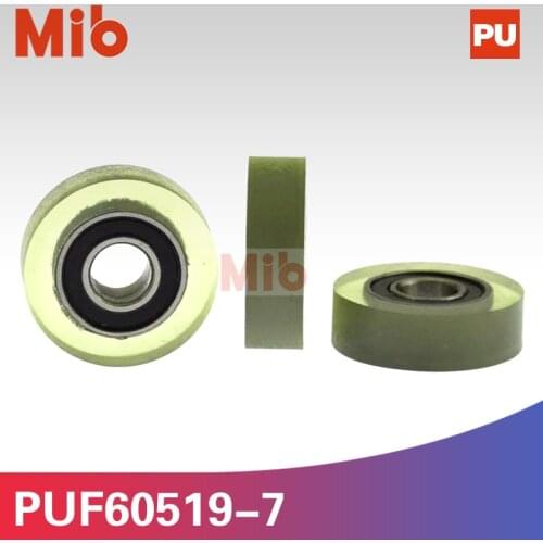 1pcs/lot Polyurethane Cash registers pu low noise soft rubber 605RS coated flat type sliding roller wheels 5*19*7mm PUF60519-7