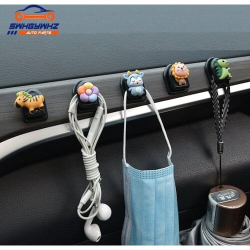 1PC Mini Multi Function Car Mounted Hooks Cute Car Stick Hook for Groceries Bag Home Wall Decorations Door Hanging