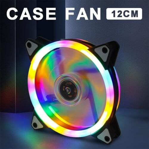 120mm 4-Pin Computer Case PC RGB CPU Cooling Fan LED Lights Quiet Control Computer Cooler Cooling RGB Case Fans