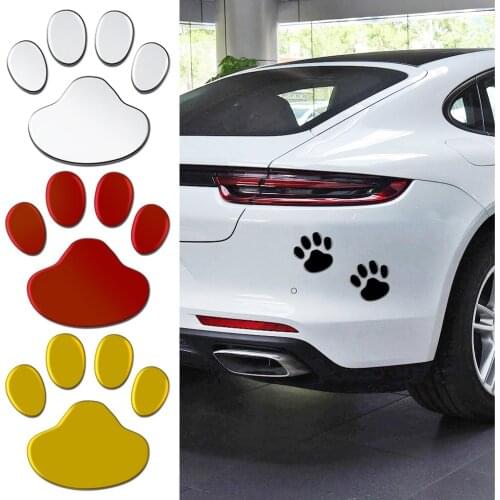 2Pcs/Set 3D Car Sticker Cool Design Paw Animal Dog Cat Bear Foot Prints Footprint Decal Car Stickers Silver Red Black Golden