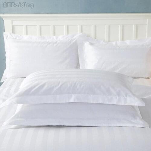 25 White Hotel Pillow Case 100% Satin Cotton Increase Density Striped Pillow Cover One Pair Pillowcases 50x80cm/58x88cm Size