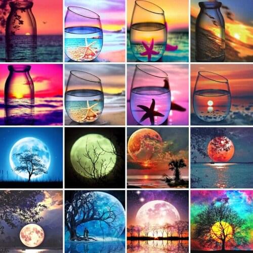 40/50/60/65 diamond painting 5D Full Square Diamond embroidery mosaic Cross Stitch landscape DIY home Decoration festival Gift