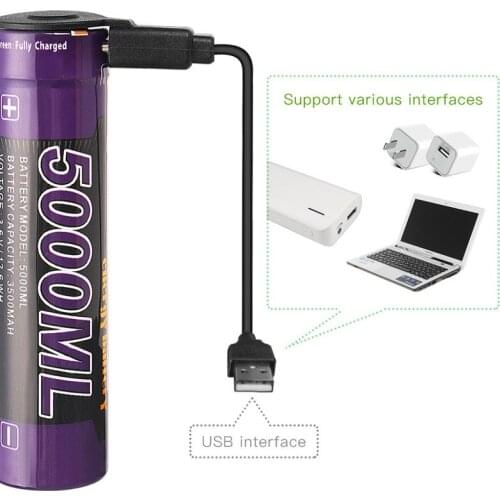 Liter energy battery USB 3.7V 18650 3500mAh Li-ion USB 5000ML Rechargeable Battery LED Indicator Light DC-Charging +USB wire