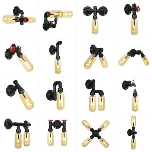 American rural wind contracted white cafe outlets hotel Internet cafe pipe wall lamp, wrought iron bedroom study