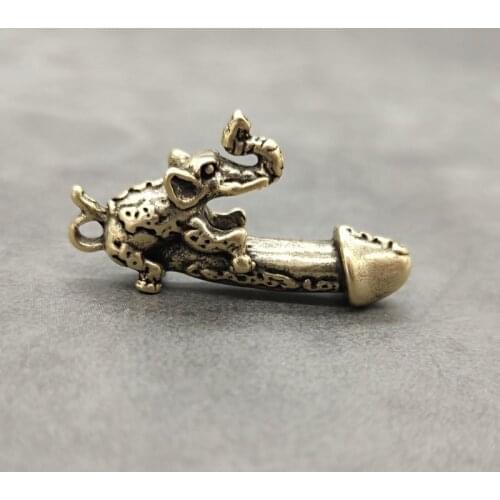 Antique Solid Brass Big elephants Figurines Retro Copper Animal Tea Pet Desktop Ornament Decor Crafts Keychain Pendants