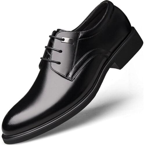 Brand New Cow Split Height Increasing Mens Formal Dress Shoes With Hidden Elevator Insole Get Taller 5 CM for Wedding Party